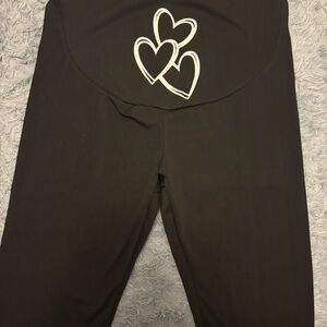 Black Maternity Leggings with Heart Design